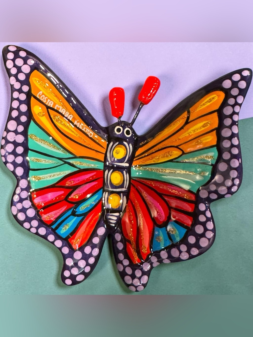 Colorful Hand-Painted Butterfly Wall Art - Multicolor Figura Chica
